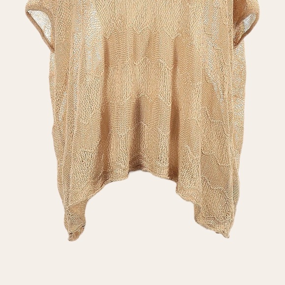 Bebe Wave Stitch Boho Knit Tan Boxy Oversized Layering Sweater Size S NWT - Picture 4 of 9